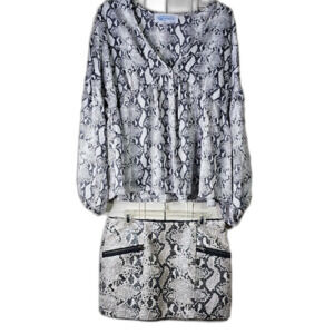 Set Top and Skirt NWT Snakeskin Print Black and Gray Size Large